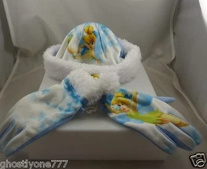Disney Gloves & Hat  Tinkerbell pixie blue white Girls size Ex Small - Picture 1 of 4