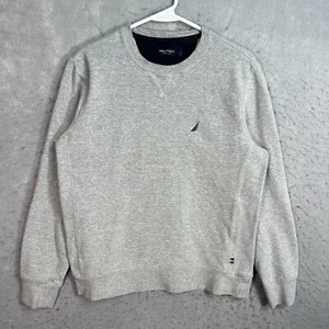 A1 Nautica Classic Logo Sweater Adult Medium Gray Crewneck Sweatshirt Mens - Picture 1 of 9