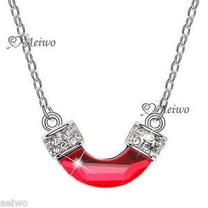 18k gf white gold crystal pendant fashion necklace red Sydney stock jewelery - Picture 1 of 7