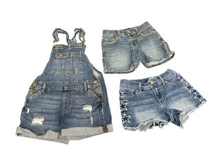 Jordache Denim Lot – Shortalls & Shorts - Trendy Styles - Girls Size 7/8 - Picture 1 of 10