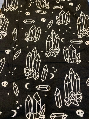 Cristales Lunas Calaveras en Negro Suave Súper Acurrucado Franela de Algodón por Yarda Foto 1 de 3