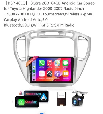 2G+64G Toyota Highlander 2000-2007 9" Car Stereo Android 12 GPS Navi CarPlay  BT - Image 1 of 4