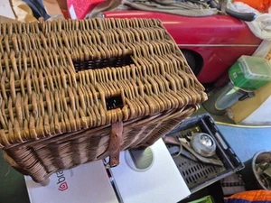 Boy's VINTAGE ENGLISH WICKER FISHING BASKET/SEAT Patina - Film Prop - Picture 1 of 10