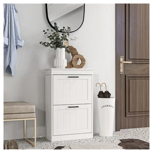 Shoe Storage Cabinet-White - Picture 1 of 8