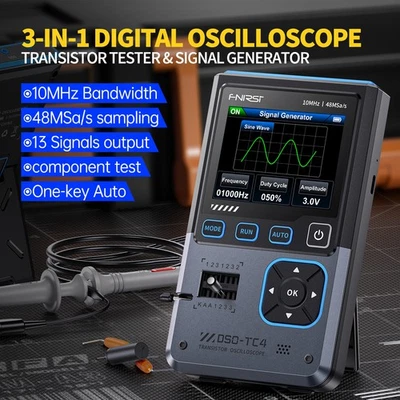 FNIRSI DSO-TC4 Upgrade 3 in 1 Digital 10MHz 48Ms/s Electronics Component Tester - Image 1 of 4