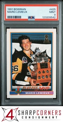 Bowman #425 1991 Mario Lemieux Penguins Hof Pop 3 PSA 9 Foto 1 de 3