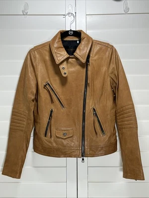 Coach Women Brown Moto Leather Jacket Small - Image 1 of 4