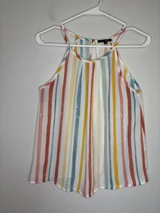PAPERMOON Stitch Fix Halter Striped Womens XSP Tank Colorful Flowy Keyhole - Picture 1 of 7