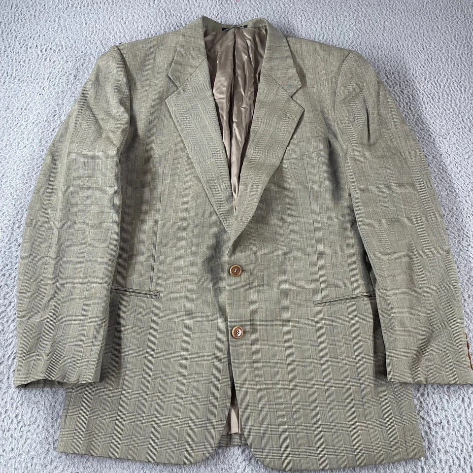 Blazer clásico a cuadros de lana virgen pura 42 largo vintage años 90 Valentino Uomo para hombre * Foto 1 de 4