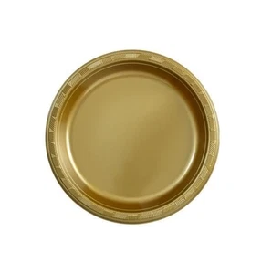 9 inch Gold Round Dinner Plastic Plates – Disposable Durable Party Plates 50pcs - Picture 1 of 1