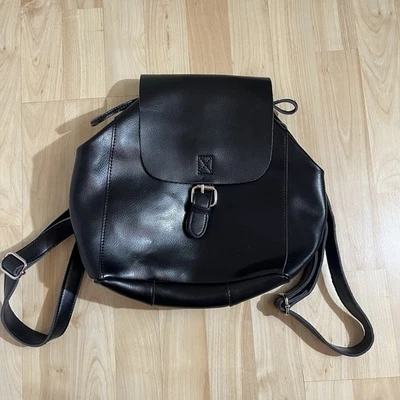 Co-Lab Christopher Kon Flap Over Black Leather Backpack - Image 1 of 4