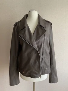OUI Lederjacke Gr. 40 L Ouiset SET Leder Biker dunkelgrau Bikerjacke NEU - Bild 1 von 5