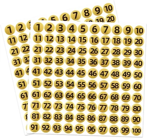 1000 PCS Gold 1 Inch Vinyl Round Number Stickers 1-100 Consecutive Labels - Picture 1 of 12
