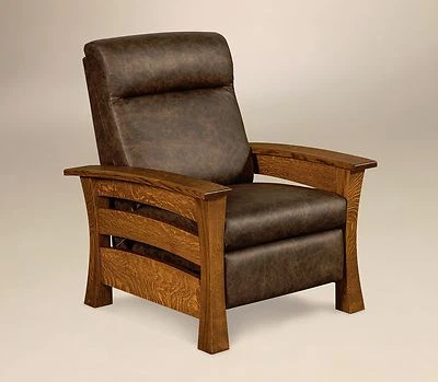 Silla reclinable Amish Mission Artes y manualidades Barrington madera maciza cuero Foto 1 de 4