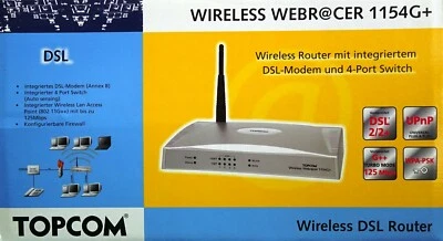 Topcom Wireless Webracer 1154G+ Router DSL 125Mbps Modem Ethernet ADSL - Bild 1 von 4