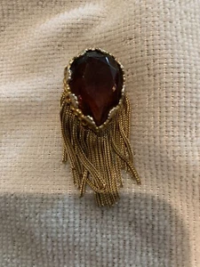 Vintage Gorgeous Dark Burgundy Dangling Brooch - Picture 1 of 2