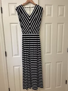 Maxi vestido para mujer Mossimo talla pequeña negro blanco a rayas cuello en V suéter - Imagen 1 de 16