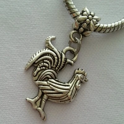 Rooster Bird Chicken Animal Dangle Bead For Silver European Style Charm Bracelet - Image 1 of 4