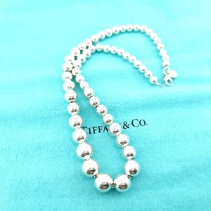 Tiffany & Co Sterling Silver Graduated Ball Bead Beaded Hardwear 16.25' Necklace - Picture 1 of 7