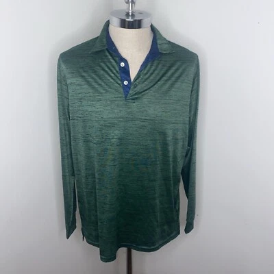 Camisa Polo Taylor Byrd Para Hombre L Verde Negra Rendimiento Golf Manga Larga Cuello Foto 1 de 4