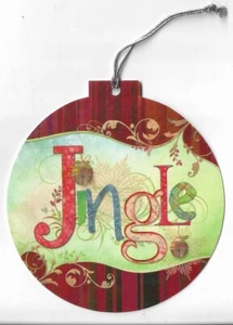 NEW LEANIN TREE CHRISTMAS - Round Card Jingle w/Glitter 4.25" Wide - Picture 1 of 3