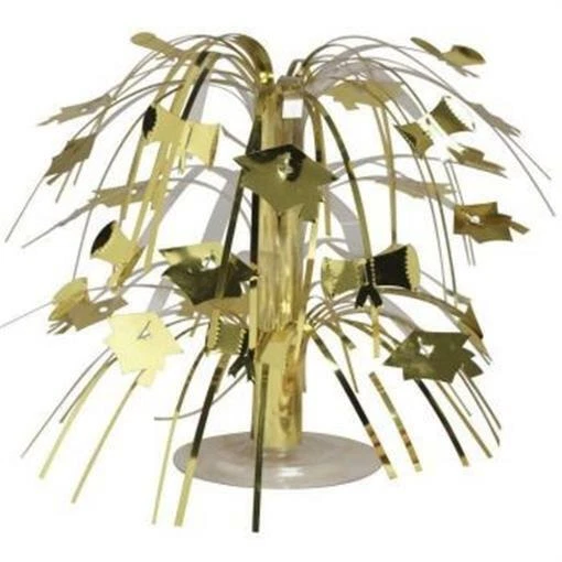 Mini centro de mesa graduación dorado en cascada de 8,5 pulgadas decoración de mesa graduada de lámina Foto 1 de 1