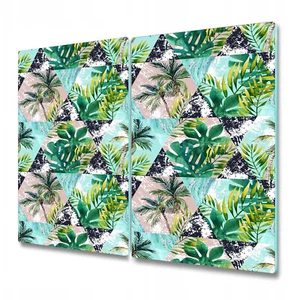 Tempered Glass Bread Board Kitchen Worktop Saver Palms triangle green 2x30x52 - Picture 1 of 8