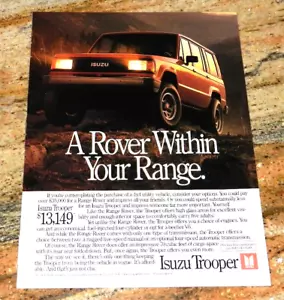 1989 Isuzu Trooper 4x4 Original Magazine Advertisement Small Poster v2 - Picture 1 of 1