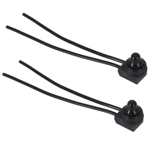 2x Black Push Button Switch Waterproof On/Off Car/Truck Wire DC 12V AC 125V/250V - Picture 1 of 12
