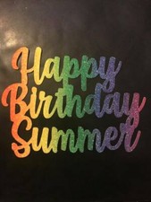 Bright Rainbow Custom Cake Topper Birthday Any 3 Words Personalised Free UK P&P