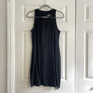 Vintage Y2K Womens Sz Sm Black Sleeveless Mini Dress Lattice Grid Whimsigoth - Picture 1 of 9