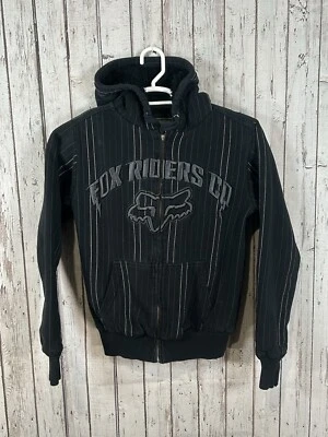 Толстовка с капюшоном Fox Racing Sasquatch размер S Y2K белая толстая фигуристка в тонкую полоску вышивка - Изображение 1 из 4