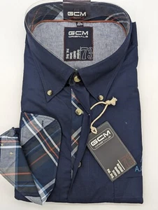 Camisa de ocio manga larga GCM talla 5XL 51/52 con botones azul ajuste regular - Imagen 1 de 5