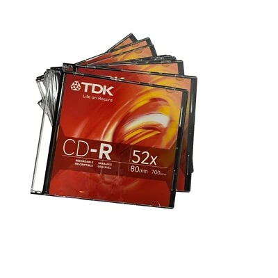 Nine CD-R 52x 80 Min 700 MB TDK Recordable CDs - Image 1 of 4