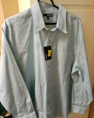 Murano Men's XL Dress Shirt Sage Green Long Sleeve Button Down Striped  - Image 1 of 3