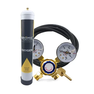 Bromic Disposable Oxygen Gas Bottle 1.56 Litre Combo - 12mm Thread - Brazing - Picture 1 of 11