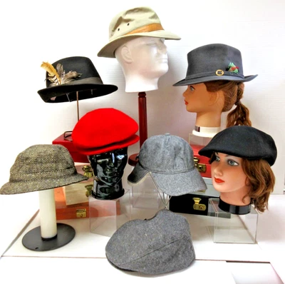 Sombreros para hombre lote mixto de 8 gorras planas modernas de colección Fedoras piel fieltro lana tweed vh11 Foto 1 de 4
