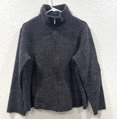 Chaqueta Eddie Bauer Mujer Talla M Gris Lana Hervida Cremallera Completa Vellón Exterior Invierno Foto 1 de 4