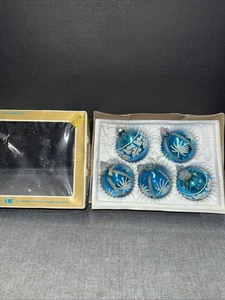 Vintage Weihnachten ~ Glas Ornamente ~ Glimmer glitzernd ~ 5 verpackt West Germany - Bild 1 von 3
