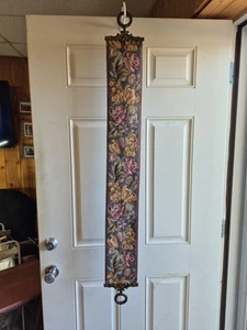 Vintage Tapestry Brass Top And Bottom Bell Pull Wall Decor Fruit & Floral 49" - Picture 1 of 12