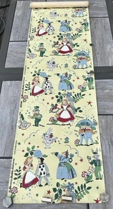 Vintage Alice In Wonderland Waverly Bonded Wallpaper Roll Remnant 1950's 22x150” - Picture 1 of 12