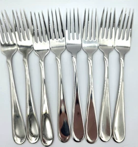 Oneida Satin Flight Dinner Forks Reliance Stainless Flatware Set of 8 USA - Picture 1 of 4