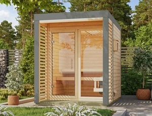 Saunahaus Gartensauna ARES 1 natur 191x276cm Metall staubgrau +LAGERABVERKAUF+ - Bild 1 von 16