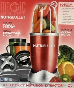 Red MagicBullet NutriBullet NBR1201R HiTorque Powerful 600 Watts 2 Blades 3 Cups - Picture 1 of 18
