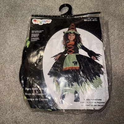 DISGUISE 75092 Girls STORY BOOK WITCH Halloween Costume With HAT Size M 3T/4T - Image 1 of 3
