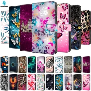 Wallet Case For Huawei Y5 Y6 Y7 Pro Prime 2018 2019 Patterned Flip Leather Cover - Picture 1 of 31