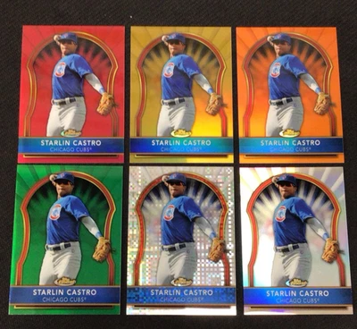 2011 Topps Finest Starlin Castro Red /25 Gold /50 Orange /99 Refractor Lot x6  - Image 1 of 2