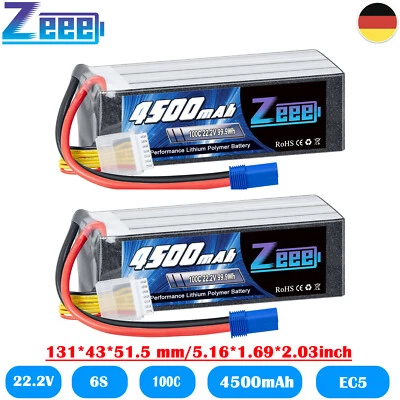 2x Zeee 6S Lipo Akku 22.2V 100C 4500mAh EC5 Stecker für RC Flugzeug Hubschrauber - Bild 1 von 4