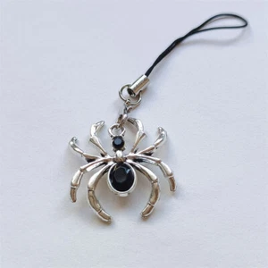 Women Men Mobile Phone Chain Black Spider Shaped Straps Key Holder Charm Decor - Photo 1 sur 2