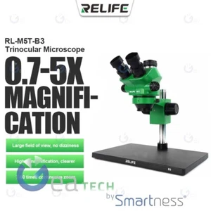 RELIFE RL-M5T-B3 MICROSCOPIO TRINOCULARE HD 0.7 A 5X PER RIPARAZIONI SMARTPHONE - Photo 1/2